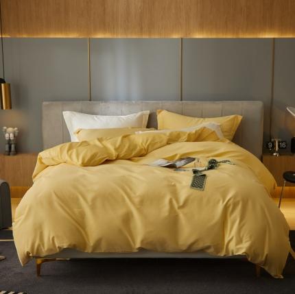 涞澳家纺 2021新款50支磨绒纯色四件套-风格一 奇黄