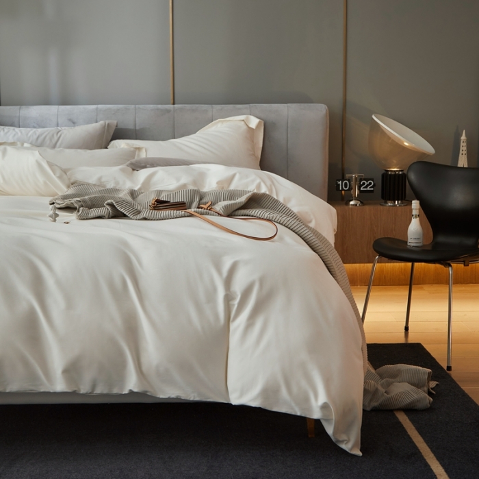 91家纺网 家纺一手货源 找家纺 涞澳家纺 2021新款50支磨绒纯色四件套-风格一 雪白