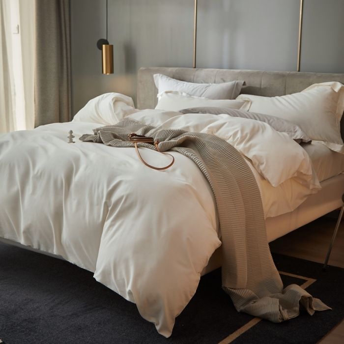 91家纺网 家纺一手货源 找家纺 涞澳家纺 2021新款50支磨绒纯色四件套-风格一 雪白