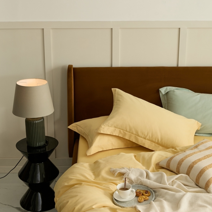 91家纺网 家纺一手货源 找家纺 涞澳家纺 2021新款50支磨绒纯色四件套-风格二 奇黄