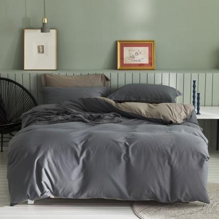 91家纺网 家纺一手货源 找家纺 涞澳家纺 2021新款50支磨绒双拼四件套 灰卡