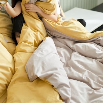 涞澳家纺 2021新款50支磨绒双拼四件套 尘黄