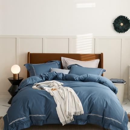 涞澳家纺 2021新款50支全棉绣花四件套 品凡-法蓝