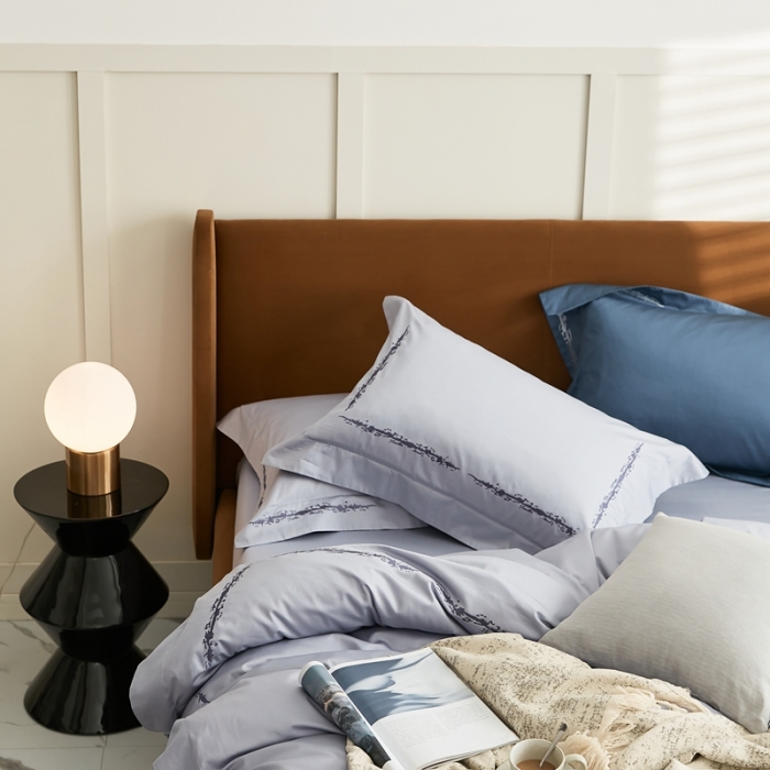 91家纺网 家纺一手货源 找家纺 涞澳家纺 2021新款50支全棉绣花四件套 品凡-沥青灰