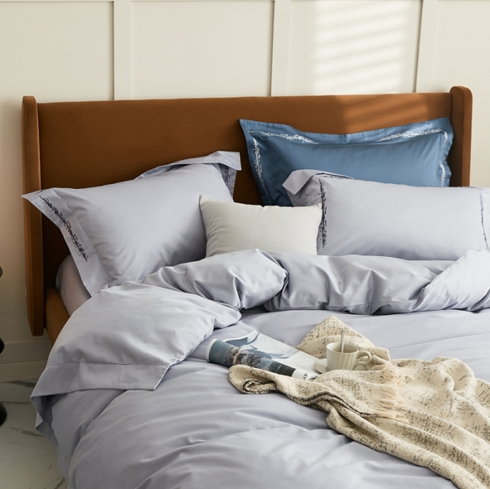 91家纺网 家纺一手货源 找家纺 涞澳家纺 2021新款50支全棉绣花四件套 品凡-沥青灰