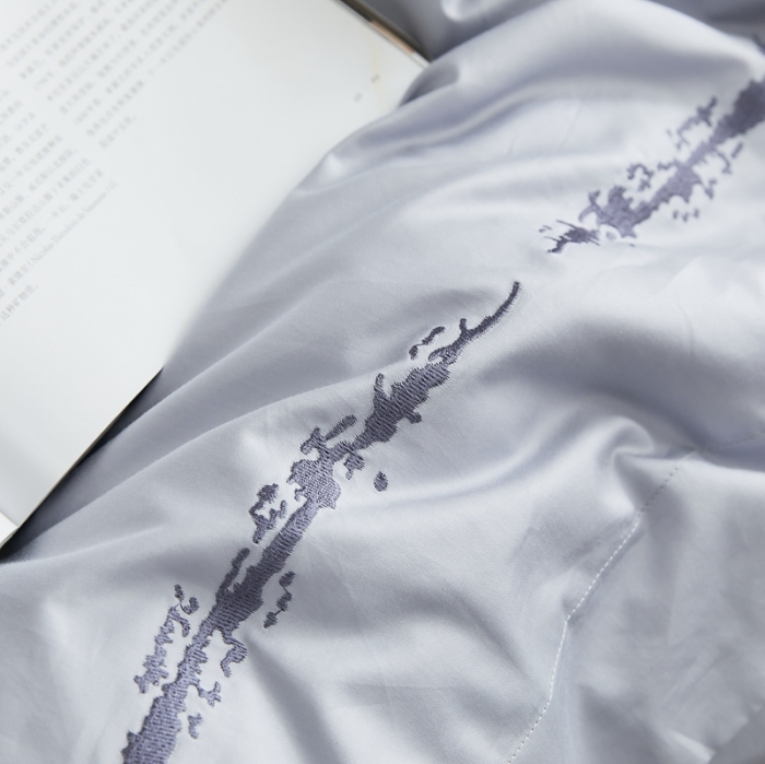 91家纺网 家纺一手货源 找家纺 涞澳家纺 2021新款50支全棉绣花四件套 品凡-沥青灰