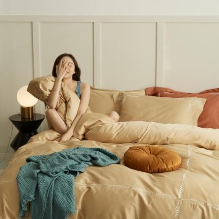 涞澳家纺 2021新款50支全棉绣花四件套 似锦-驼