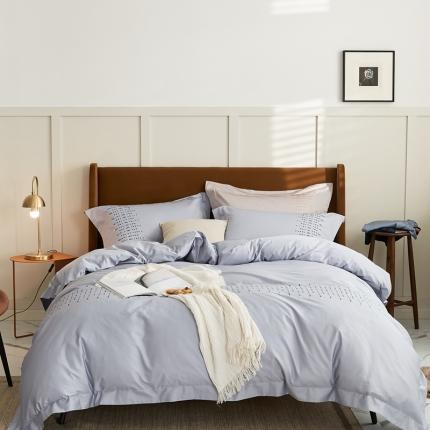 涞澳家纺 2021新款50支全棉绣花四件套 伊洛-沥青灰