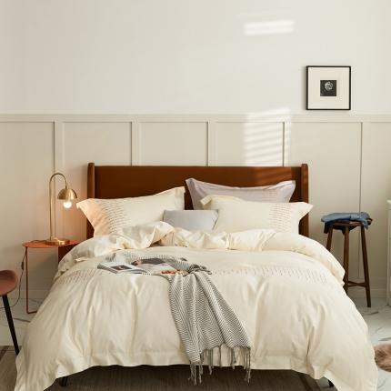 涞澳家纺 2021新款50支全棉绣花四件套 伊洛-奶酪色