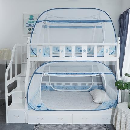 凯丽莎 2021新款子母床免安装蚊帐 热气球-蓝色