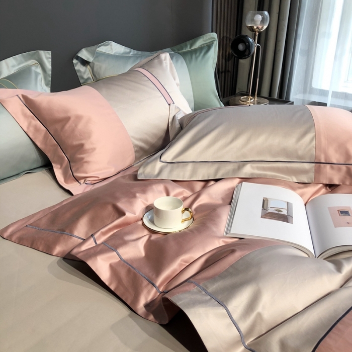 91家纺网 家纺一手货源 找家纺 涞澳家纺 2021新款100支全棉长绒棉工艺款四件套-安迪 粉