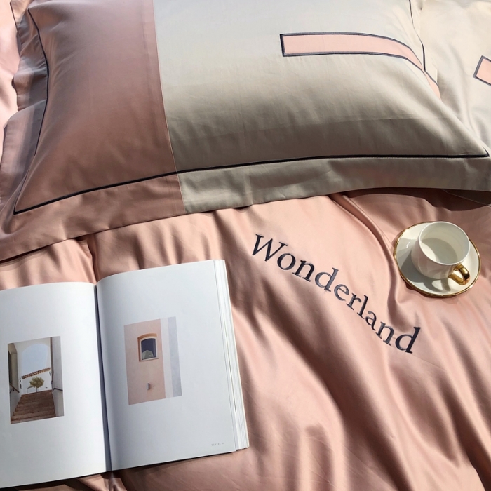 91家纺网 家纺一手货源 找家纺 涞澳家纺 2021新款100支全棉长绒棉工艺款四件套-安迪 粉