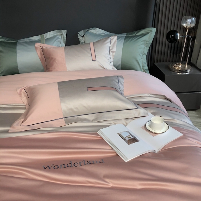 91家纺网 家纺一手货源 找家纺 涞澳家纺 2021新款100支全棉长绒棉工艺款四件套-安迪 粉