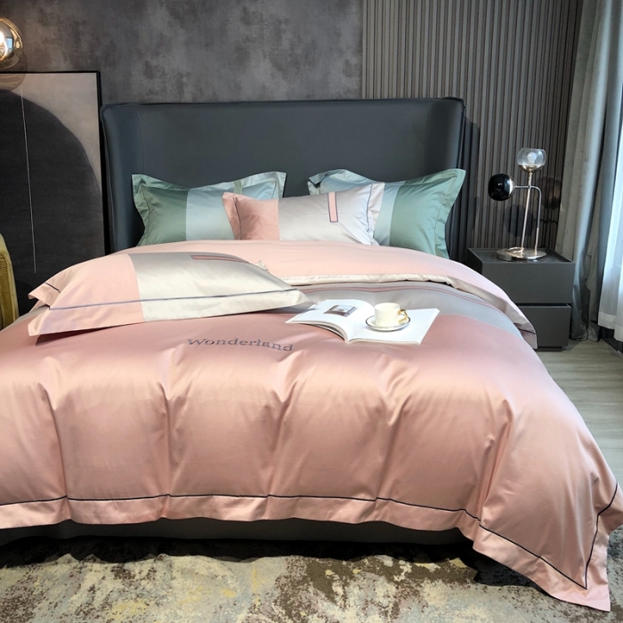 91家纺网 家纺一手货源 找家纺 涞澳家纺 2021新款100支全棉长绒棉工艺款四件套-安迪 粉