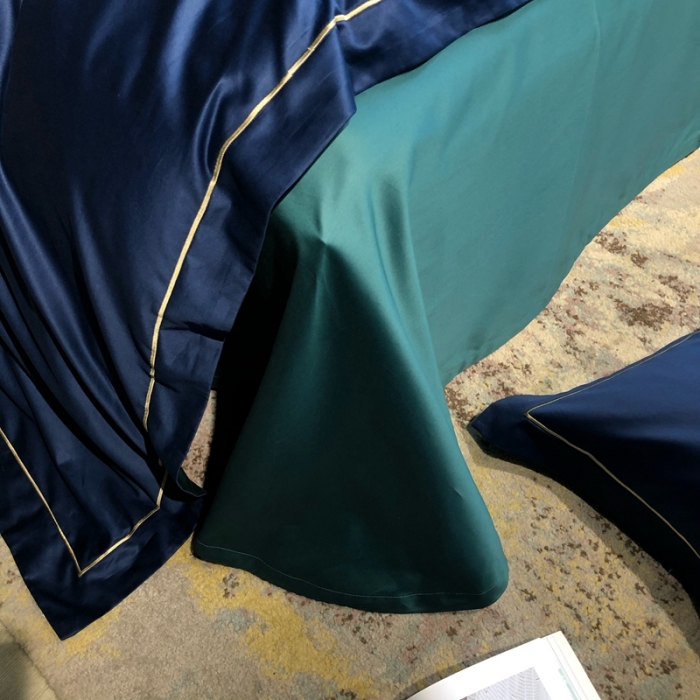 91家纺网 家纺一手货源 找家纺 涞澳家纺 2021新款100支全棉长绒棉工艺款四件套-安迪 蓝绿