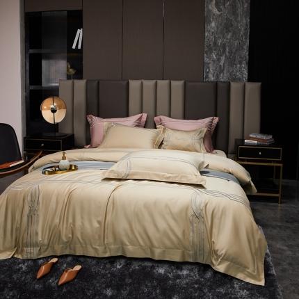 91家纺网 家纺一手货源 找家纺 总涞澳家纺 2021新款100支全棉长绒棉工艺款四件套-摇曳