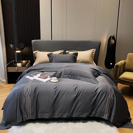 涞澳家纺 2021新款100支全棉长绒棉工艺款四件套-摇曳灰