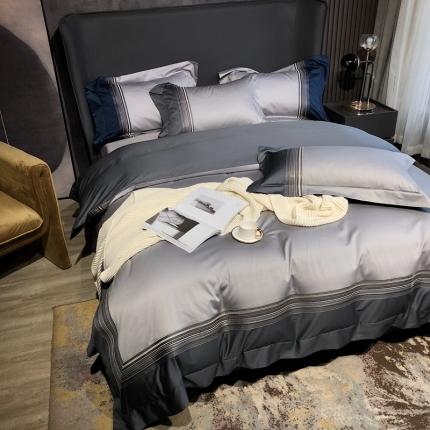 91家纺网 家纺一手货源 找家纺 涞澳家纺 2021新款100支全棉长绒棉工艺款四件套-典雅灰