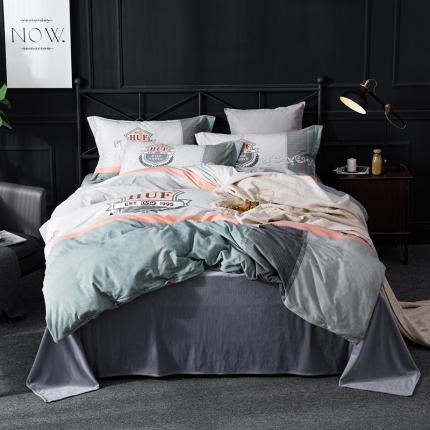 麦芽家纺  2021新款匹马绒保暖四件套 英伦恋曲-灰