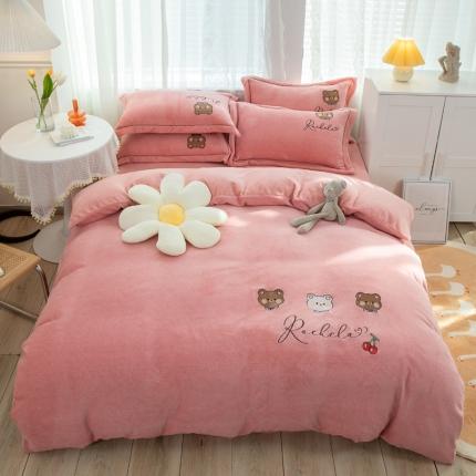 91家纺网 家纺一手货源 找家纺 （总）凌鼎 2025新款牛奶绒刺绣四件套【特价】