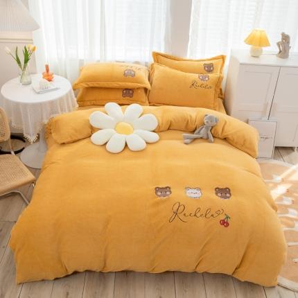 91家纺网 家纺一手货源 找家纺 （总）凌鼎 2025新款牛奶绒刺绣四件套【特价】