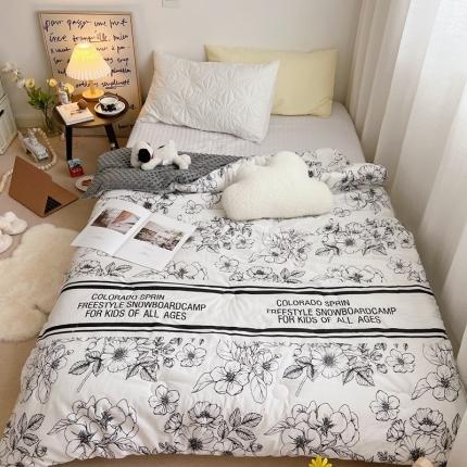 星期八2021新款豆豆被冬被 黑茶横条