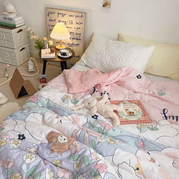 91家纺网 家纺一手货源 找家纺 星期八2021新款豆豆被冬被 奶油兔