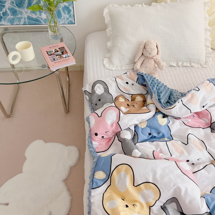 91家纺网 家纺一手货源 找家纺 星期八2021新款豆豆被冬被 兔兔