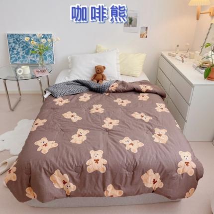 91家纺网 家纺一手货源 找家纺 星期八2021新款豆豆被冬被 咖啡熊