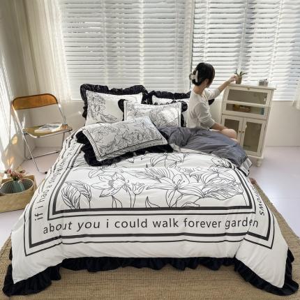 91家纺网 家纺一手货源 找家纺 卓尔居  2022新款220克婴儿绒四件套-赫本风 浮花