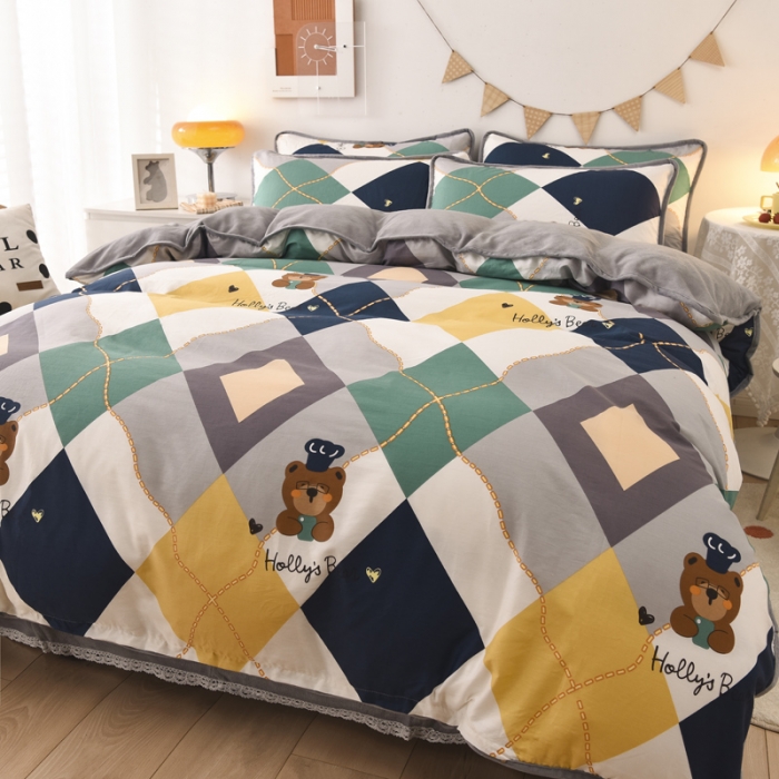 91家纺网 家纺一手货源 找家纺 琪琪阁 2021新款全棉+牛奶绒四件套 爱尔威