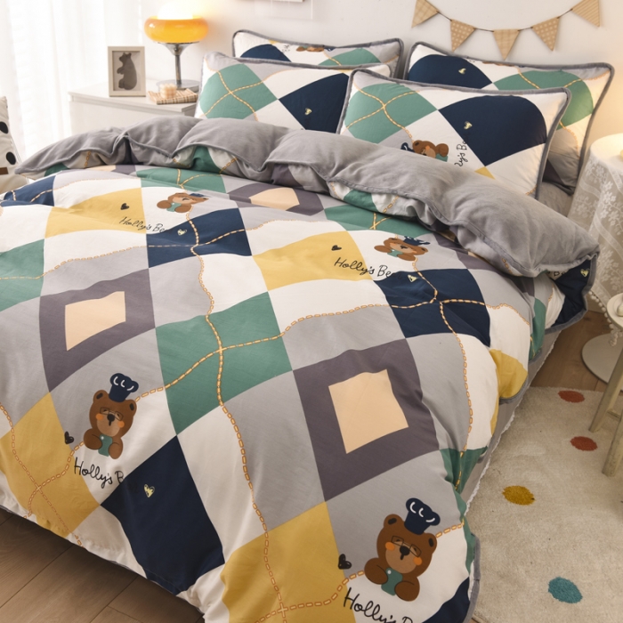 91家纺网 家纺一手货源 找家纺 琪琪阁 2021新款全棉+牛奶绒四件套 爱尔威