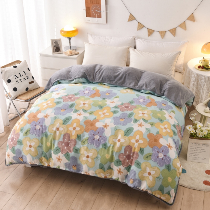 91家纺网 家纺一手货源 找家纺 琪琪阁 2021新款全棉+牛奶绒单被套 花田梦