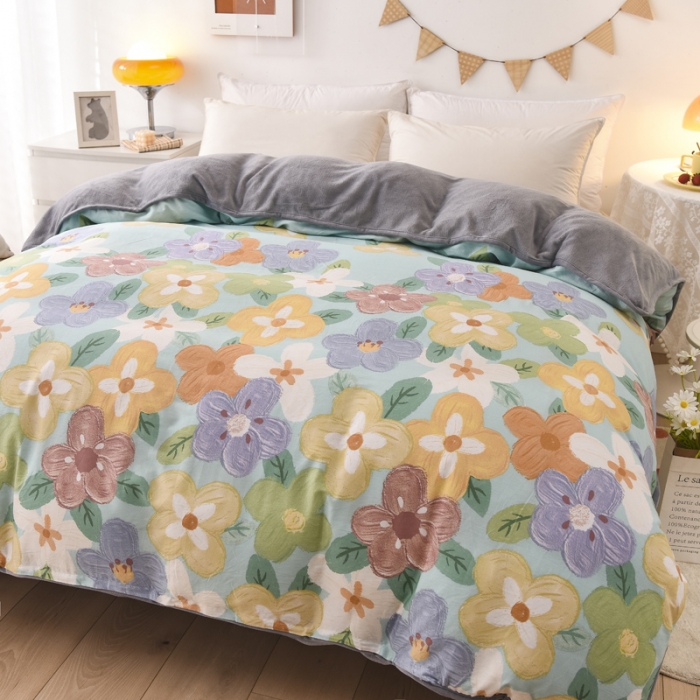 91家纺网 家纺一手货源 找家纺 琪琪阁 2021新款全棉+牛奶绒单被套 花田梦