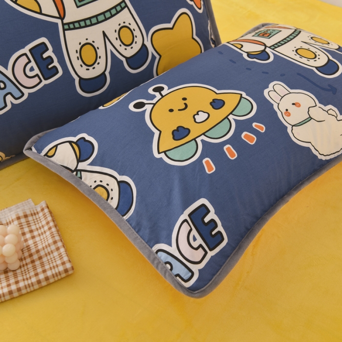 91家纺网 家纺一手货源 找家纺 琪琪阁 2021新款全棉+牛奶绒单被套 太空熊