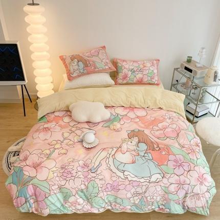 91家纺网 家纺一手货源 找家纺 （总）昔可家纺 2021新款大版宝宝牛奶绒四件套