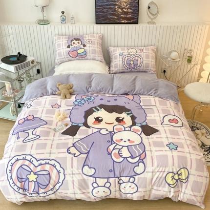 91家纺网 家纺一手货源 找家纺 （总）昔可家纺 2021新款大版宝宝牛奶绒四件套