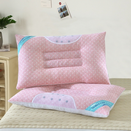 艾丽丝枕芯 针织决明子护颈枕头芯学生枕成人枕 粉色 灰色可选