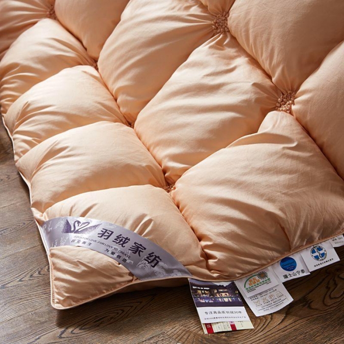 91家纺网 家纺一手货源 找家纺 锦瑞羽绒 2021新款羽绒被鹅绒被秋冬揪花被 金