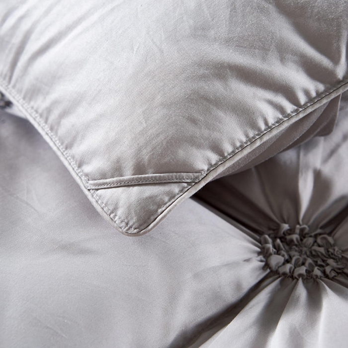 91家纺网 家纺一手货源 找家纺 锦瑞羽绒 2021新款羽绒被鹅绒被秋冬揪花被 银灰