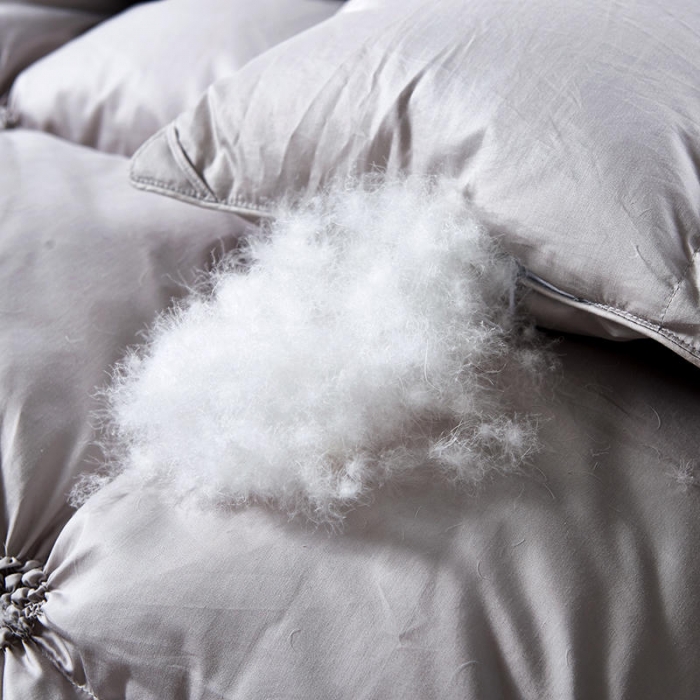 91家纺网 家纺一手货源 找家纺 锦瑞羽绒 2021新款羽绒被鹅绒被秋冬揪花被 银灰