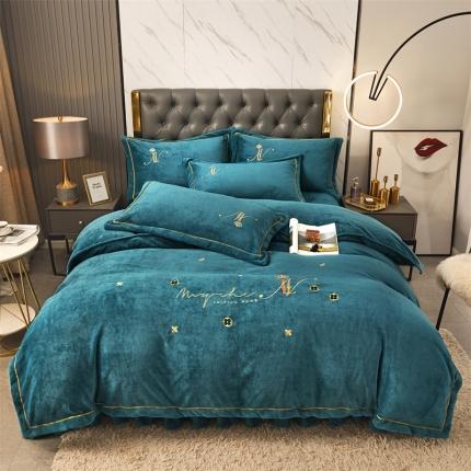 91家纺网 家纺一手货源 找家纺 （总）菊上家纺 2021新款婴儿绒牛奶绒金色米兰系列-四件套