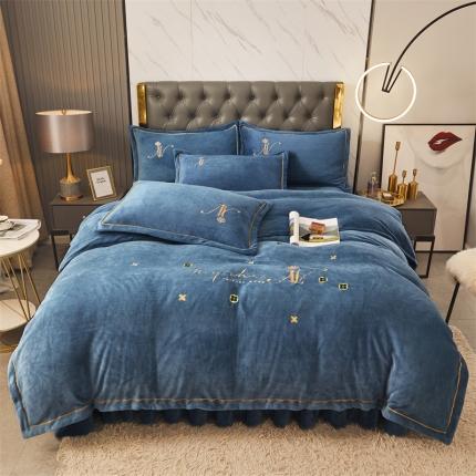 91家纺网 家纺一手货源 找家纺 （总）菊上家纺 2021新款婴儿绒牛奶绒金色米兰系列-四件套