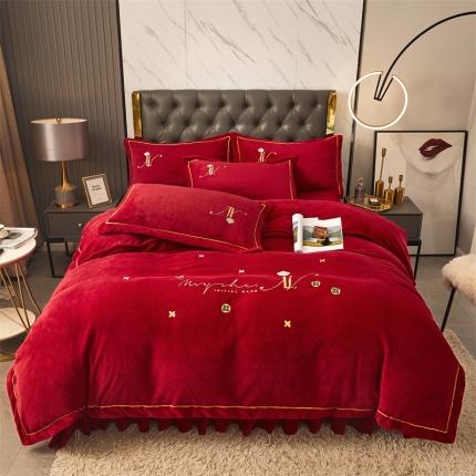 91家纺网 家纺一手货源 找家纺 （总）菊上家纺 2021新款婴儿绒牛奶绒金色米兰系列-四件套