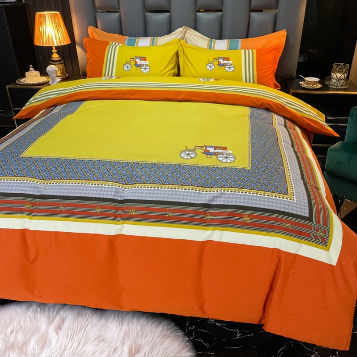 91家纺网 家纺一手货源 找家纺 金爱家 2021新款大版磨毛条格简约四件套 维罗纳