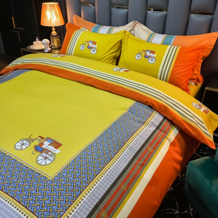 91家纺网 家纺一手货源 找家纺 金爱家 2021新款大版磨毛条格简约四件套 维罗纳