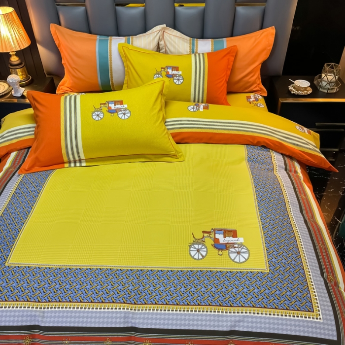 91家纺网 家纺一手货源 找家纺 金爱家 2021新款大版磨毛条格简约四件套 维罗纳