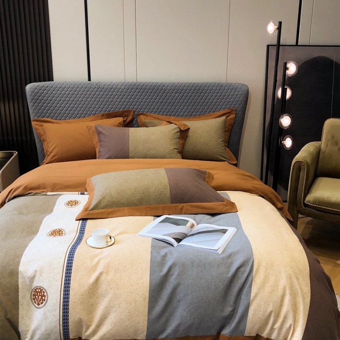 91家纺网 家纺一手货源 找家纺 涞澳家纺 2021新款全棉大磨毛拼色四件套 格勒