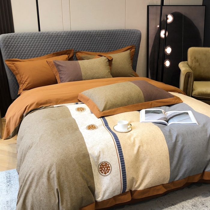 91家纺网 家纺一手货源 找家纺 涞澳家纺 2021新款全棉大磨毛拼色四件套 格勒