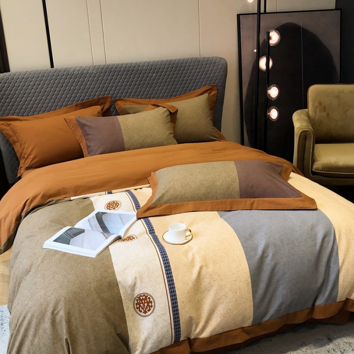 91家纺网 家纺一手货源 找家纺 涞澳家纺 2021新款全棉大磨毛拼色四件套 格勒